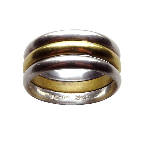 Vintage Taxco Mexico Sterling Silver Unisex Triple Band Ring TC-04 Size 9.75 - Picture 5 of 7